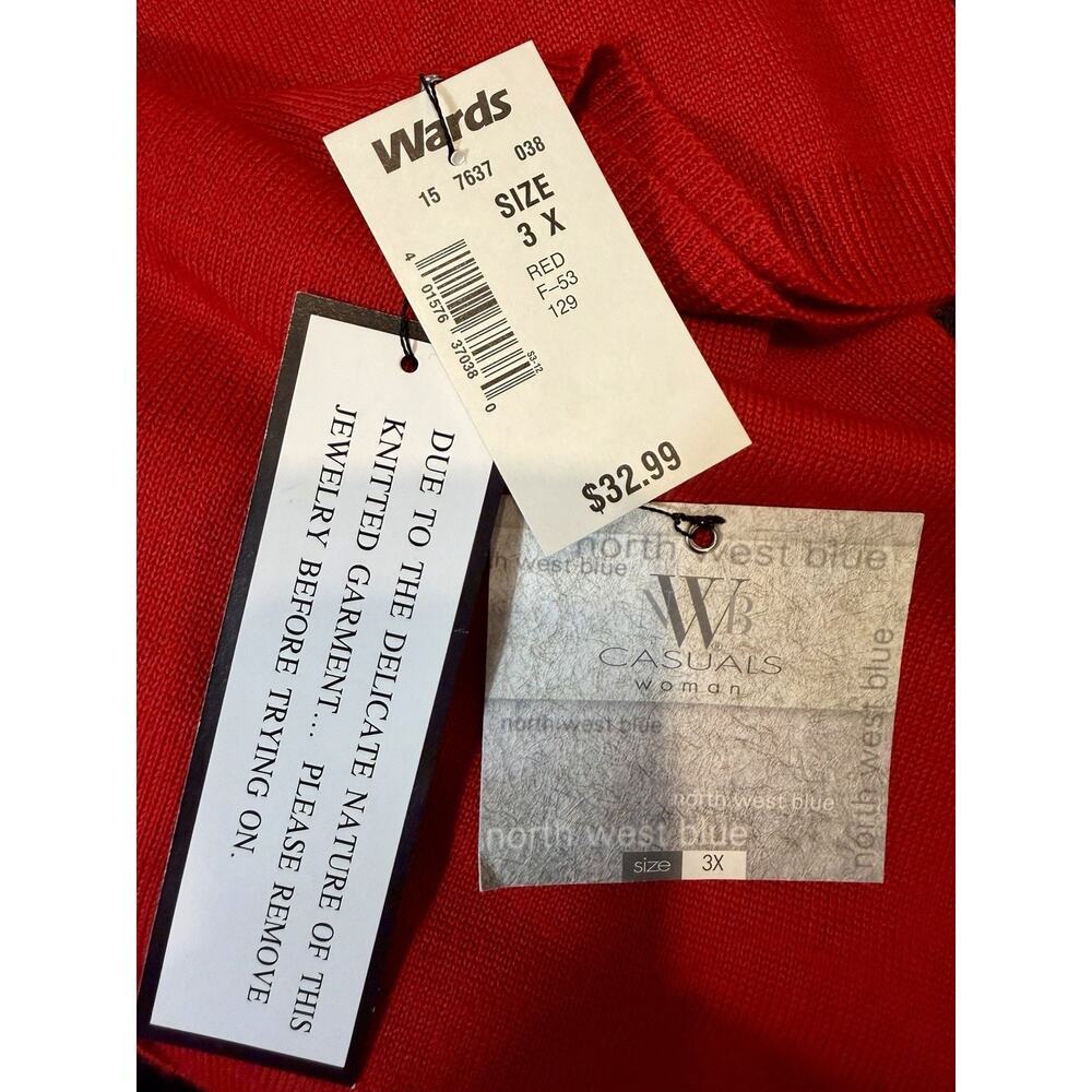 Westbound Red Knit Sweater Top 3X Plus Size Short Sleeve Embroidered Detail NWT - Picture 6 of 10